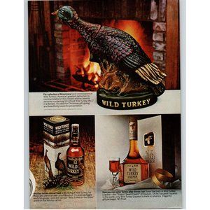 1977 Wild Turkey Kentucky Bourbon Ceramic Decanter Vintage Print Ad Liqueur